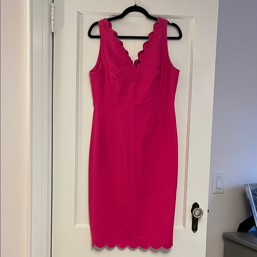 Pink Scalloped Sheath Dress